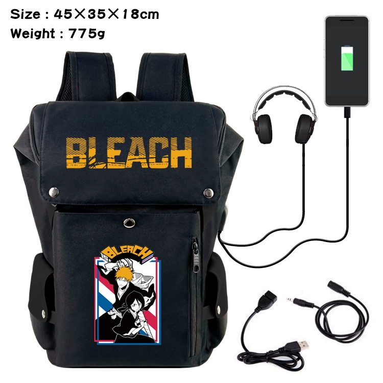 Bleach Anime Canvas Bucket Data Cable Backpack School Bag 45X35X18CM 775G