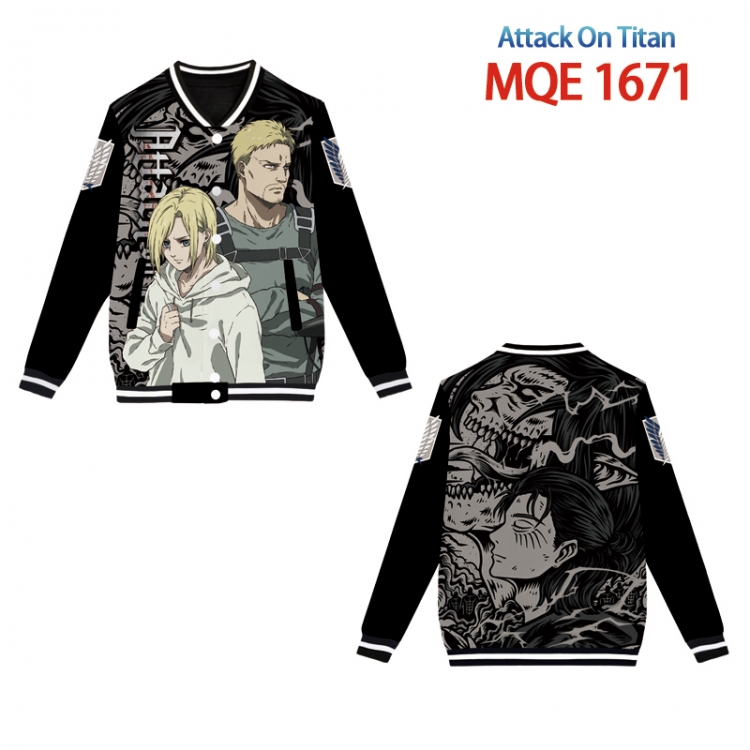 Shingeki no Kyojin Full color round neck baseball Sweater coat Hoodie XS to 4XL    MQE 1671