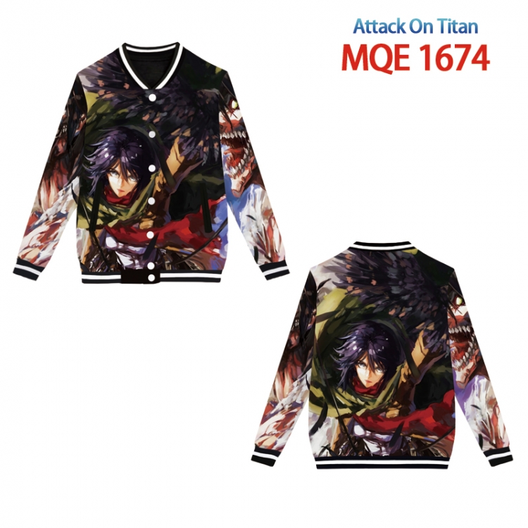 Shingeki no Kyojin Full color round neck baseball Sweater coat Hoodie XS to 4XL   MQE 1674
