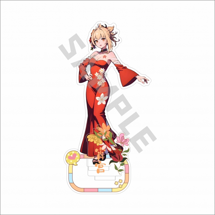 Genshin Impact Anime characters Double Insert Style acrylic Standing Plates Keychain 15m