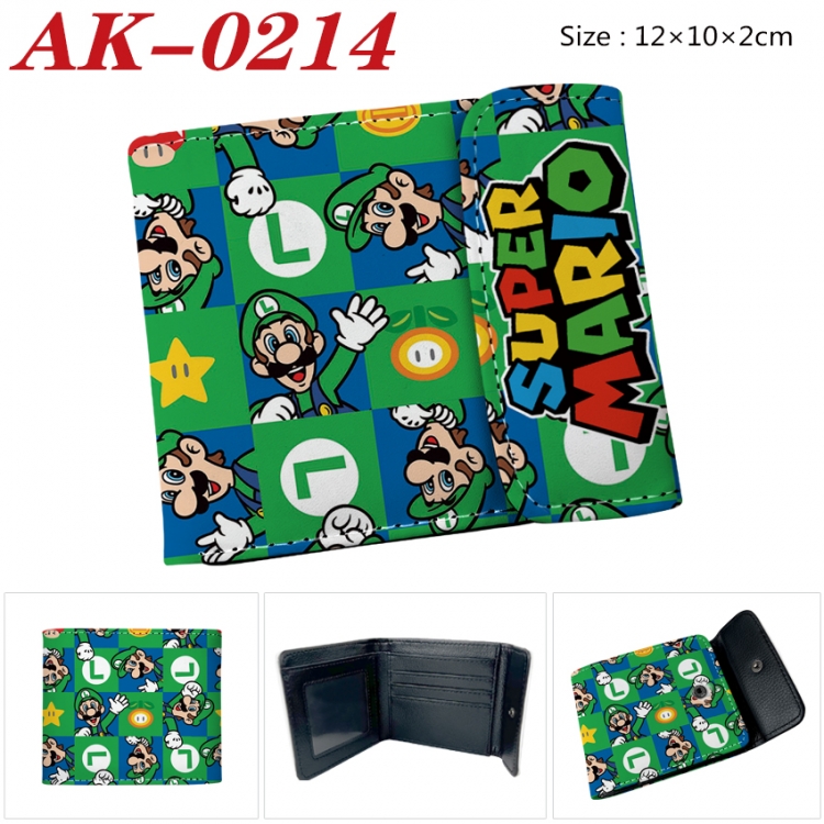 Super Mario Anime PU leather full color buckle 20% off wallet 12X10X2CM