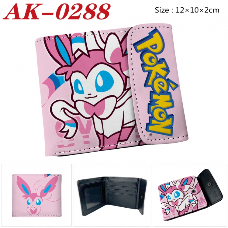 Pokemon Anime PU leather full color buckle 20% off wallet 12X10X2CM