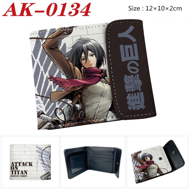 Shingeki no Kyojin Anime PU leather full color buckle 20% off wallet 12X10X2CM