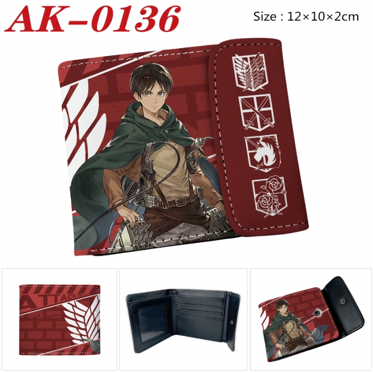 Shingeki no Kyojin Anime PU leather full color buckle 20% off wallet 12X10X2CM