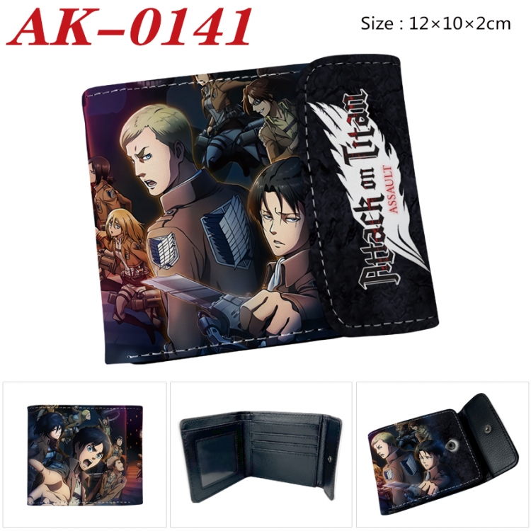 Shingeki no Kyojin Anime PU leather full color buckle 20% off wallet 12X10X2CM