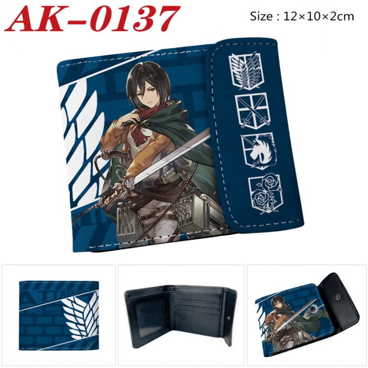 Shingeki no Kyojin Anime PU leather full color buckle 20% off wallet 12X10X2CM