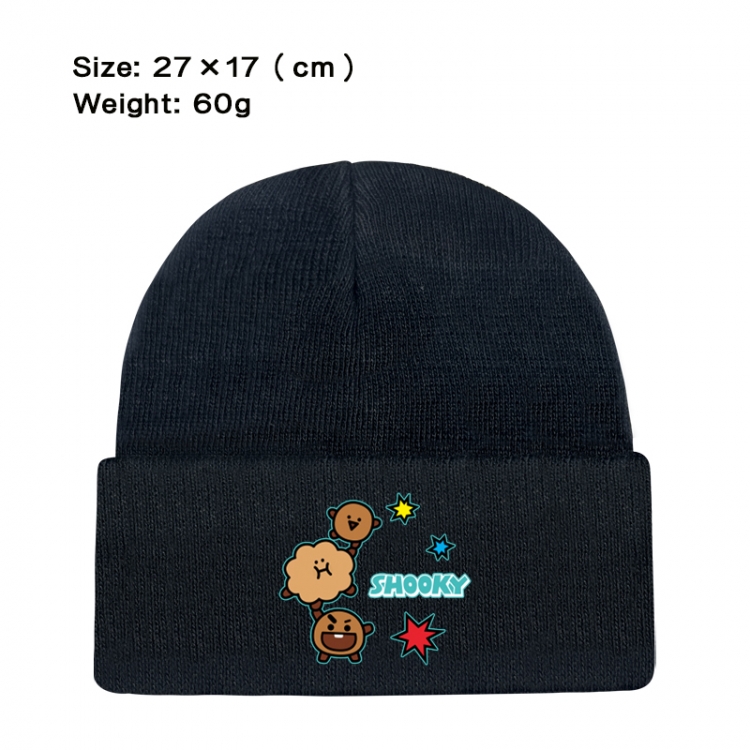 BTS printed plush knitted hat warm hat 27X17cm 60g