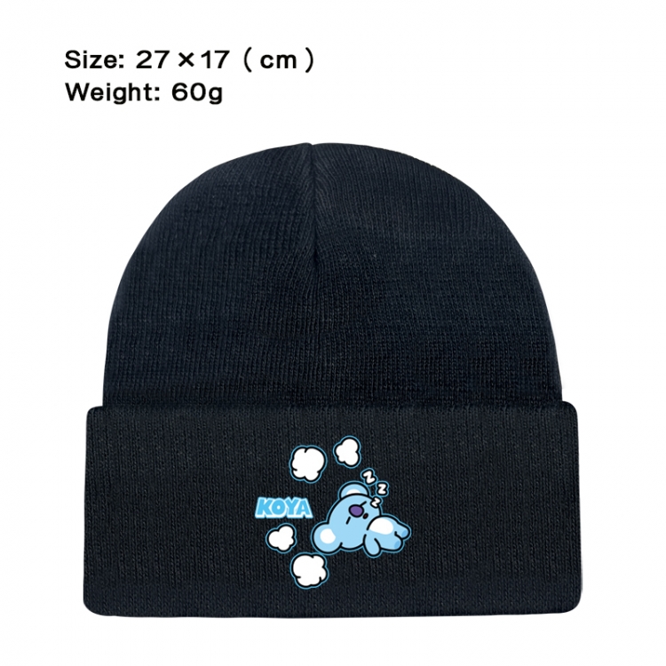 BTS printed plush knitted hat warm hat 27X17cm 60g