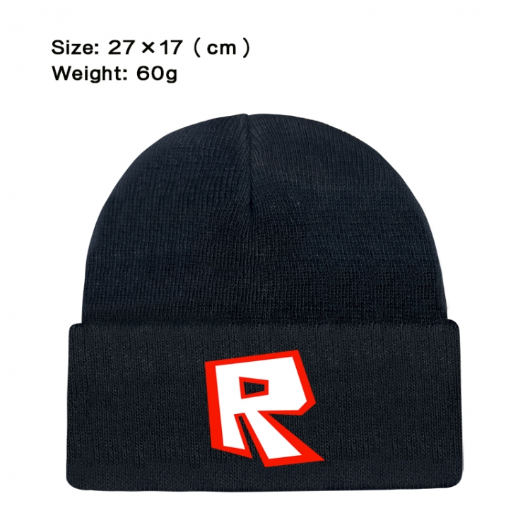 Roblox Anime printed plush knitted hat, warm hat 27X17cm 60g