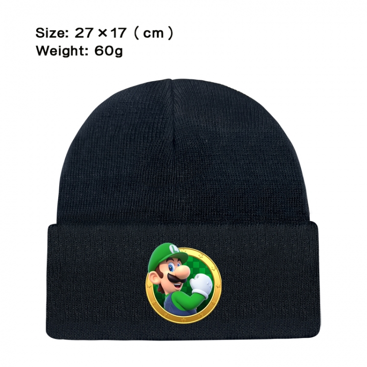 Super Mario Anime printed plush knitted hat, warm hat 27X17cm 60g