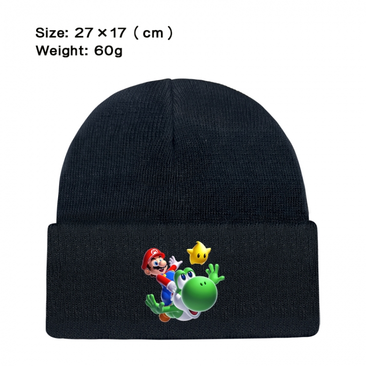 Super Mario Anime printed plush knitted hat, warm hat 27X17cm 60g