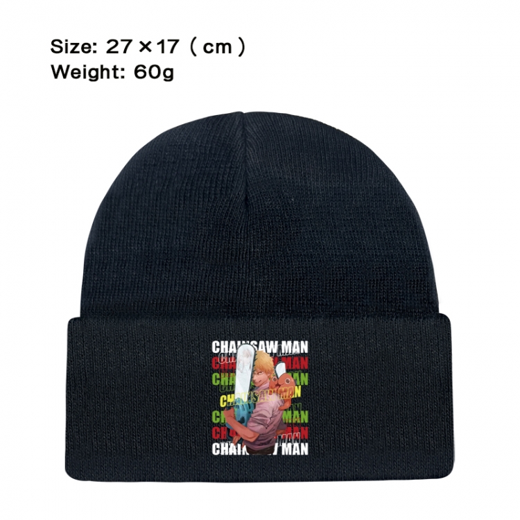 Chainsawman Anime printed plush knitted hat, warm hat 27X17cm 60g