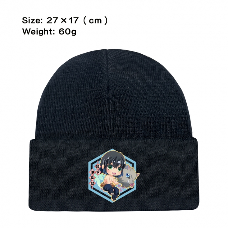 Demon Slayer Kimets Anime printed plush knitted hat, warm hat 27X17cm 60g