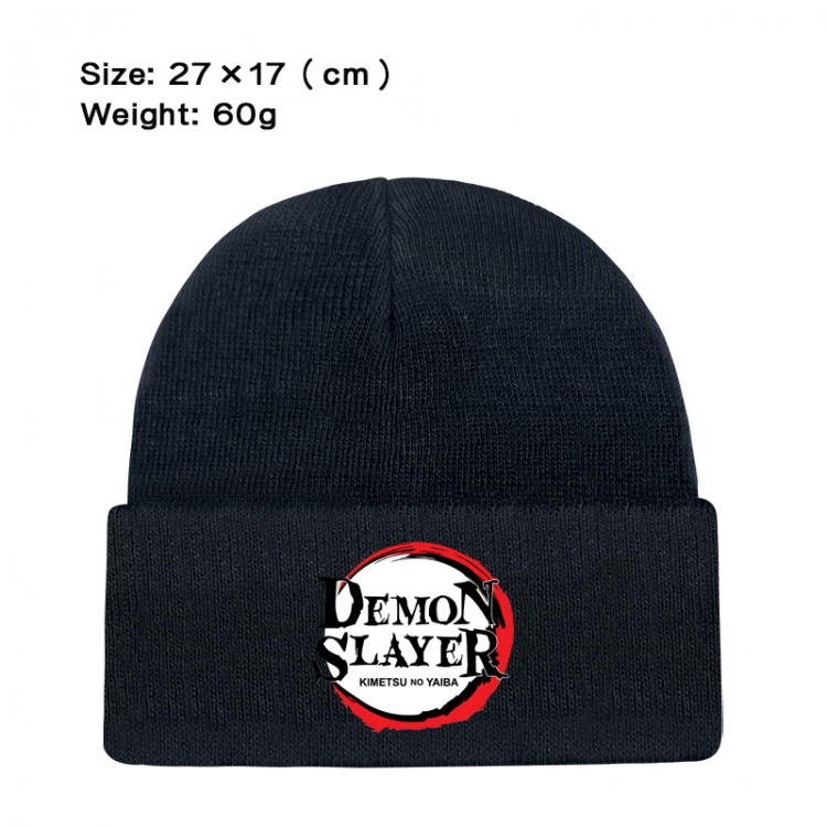 Demon Slayer Kimets Anime printed plush knitted hat, warm hat 27X17cm 60g