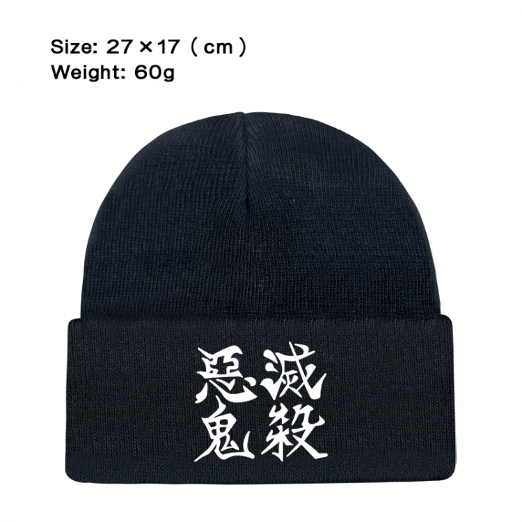 Demon Slayer Kimets Anime printed plush knitted hat, warm hat 27X17cm 60g