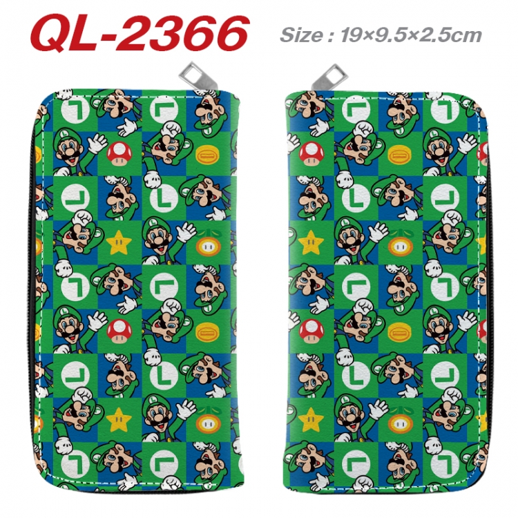 Super Mario Anime peripheral PU leather full-color long zippered wallet 19.5x9.5x2.5cm