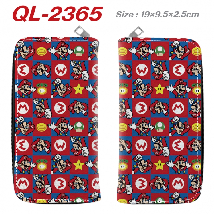 Super Mario Anime peripheral PU leather full-color long zippered wallet 19.5x9.5x2.5cm