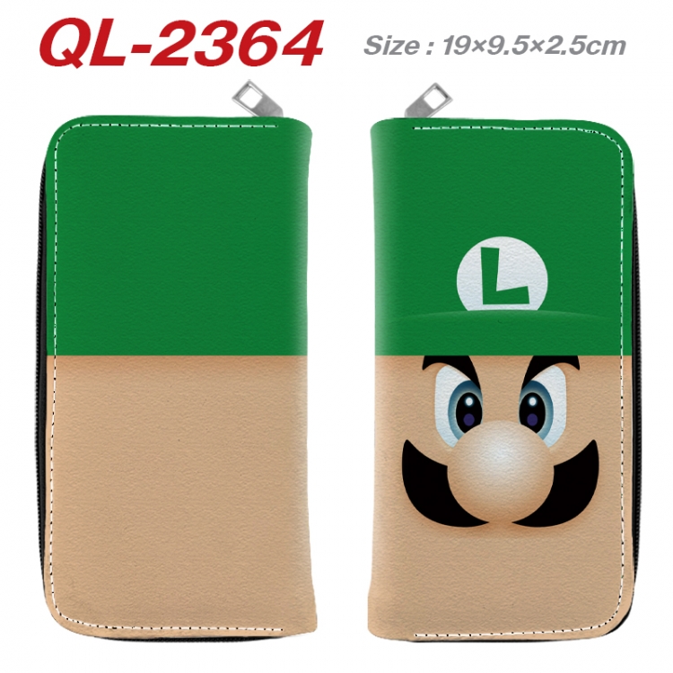 Super Mario Anime peripheral PU leather full-color long zippered wallet 19.5x9.5x2.5cm