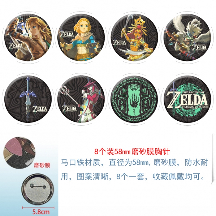 The Legend of Zelda Anime round scrub film brooch badge 58MM a set of 8
