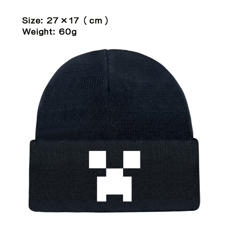 Minecraft Anime printed plush knitted hat warm hat 27X17cm 60g