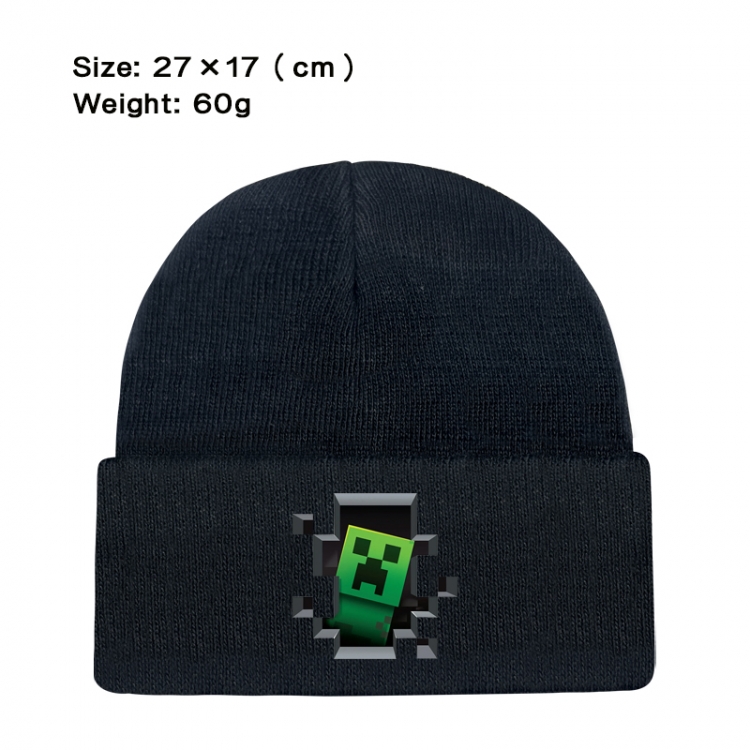 Minecraft Anime printed plush knitted hat warm hat 27X17cm 60g