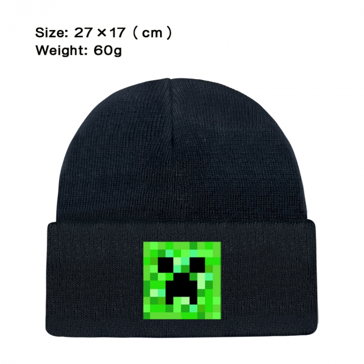 Minecraft Anime printed plush knitted hat warm hat 27X17cm 60g