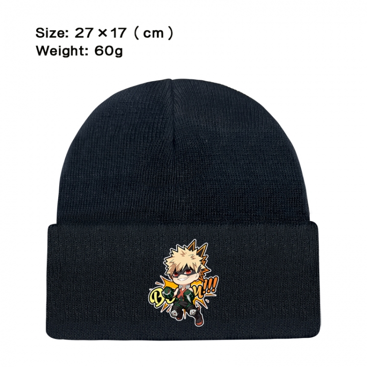 My Hero Academia Anime printed plush knitted hat warm hat 27X17cm 60g