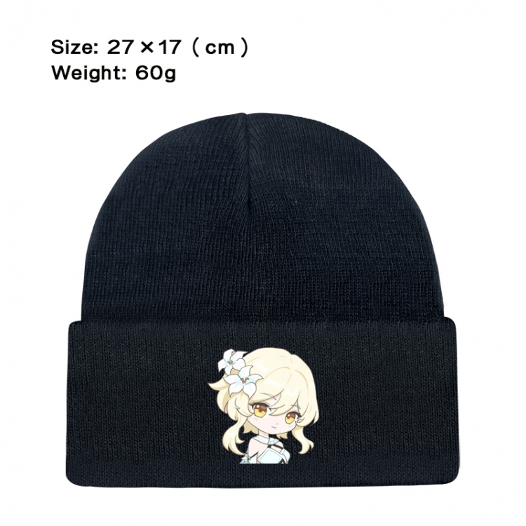 Genshin Impact Anime printed plush knitted hat warm hat 27X17cm 60g