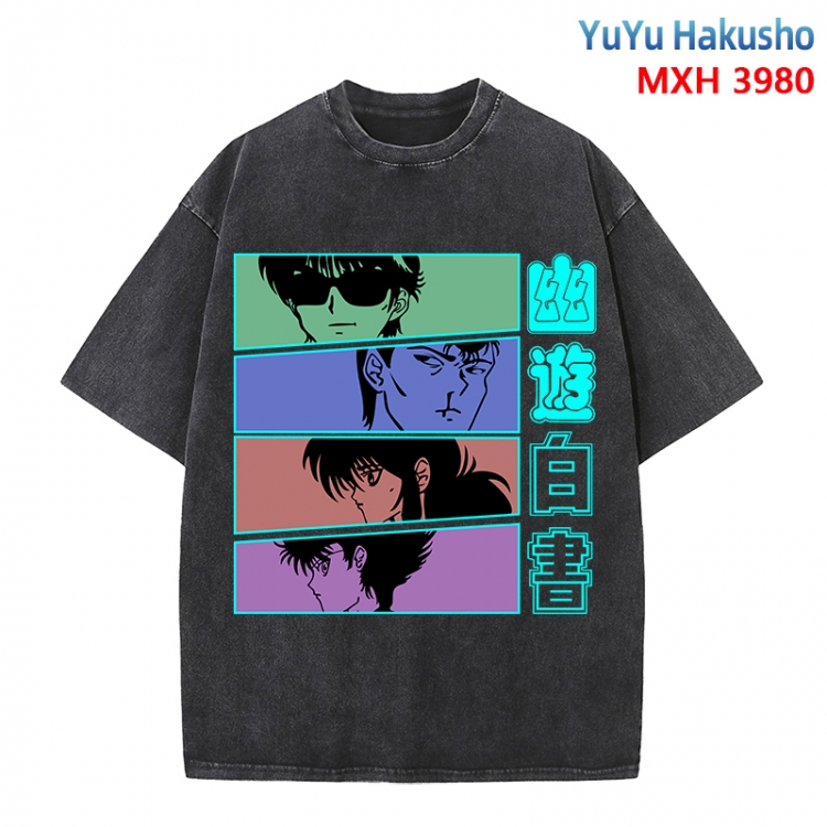 YuYu Hakusho Anime peripheral pure cotton washed and worn T-shirt from S to 4XL