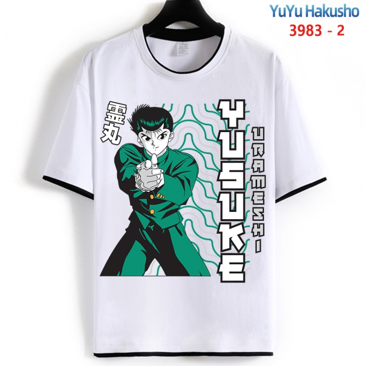 YuYu Hakusho Cotton crew neck black and white trim short-sleeved T-shirt from S to 4XL