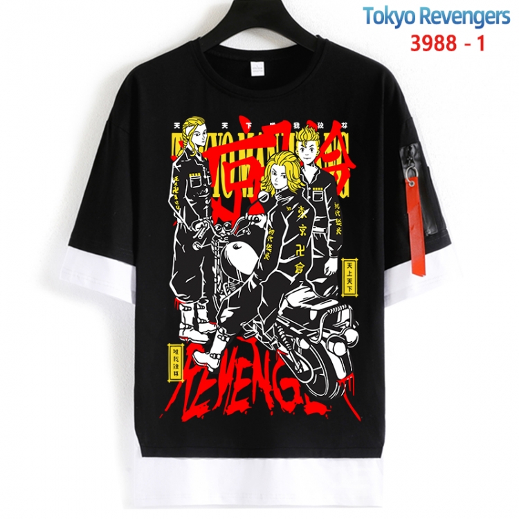 Tokyo Revengers Cotton Crew Neck Fake Two-Piece Short Sleeve T-Shirt from S to 4XL