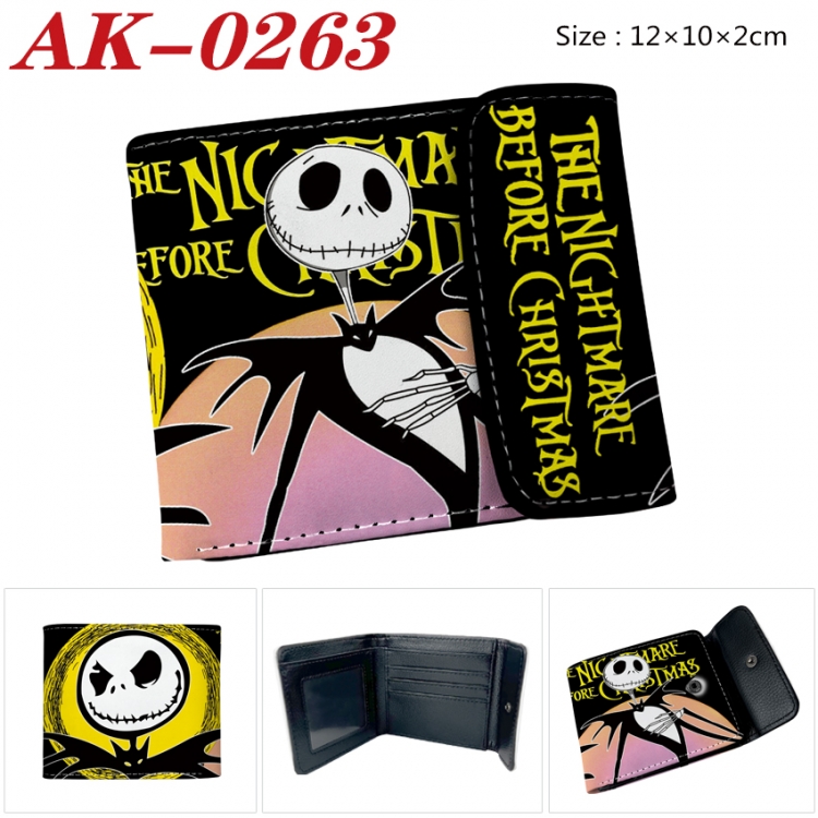 The Nightmare Before Christmas Anime PU leather full color buckle 20% off wallet 12X10X2CM