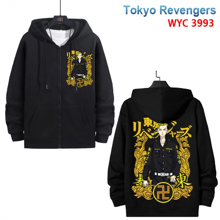 Tokyo Revengers Anime black pure cotton zipper patch pocket sweater from S to 3XL 
