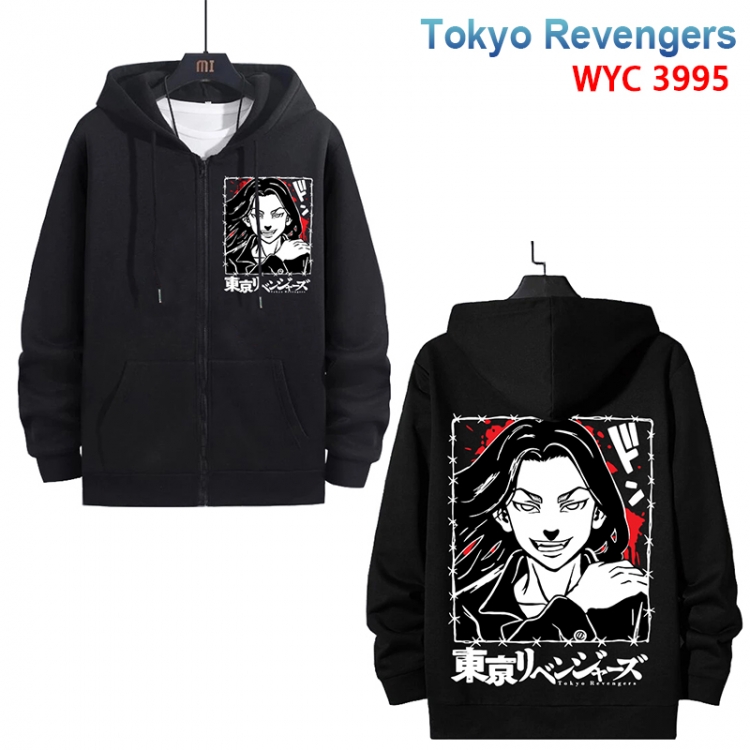 Tokyo Revengers Anime black pure cotton zipper patch pocket sweater from S to 3XL 