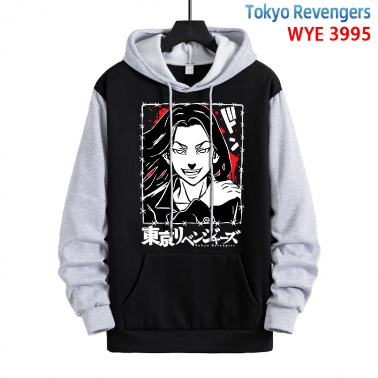 Tokyo Revengers Anime black and gray pure cotton hooded patch pocket sweaterfrom XS to 4XL 