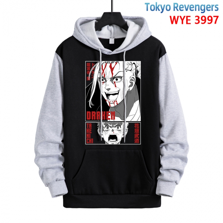 Tokyo Revengers Anime black and gray pure cotton hooded patch pocket sweaterfrom XS to 4XL 