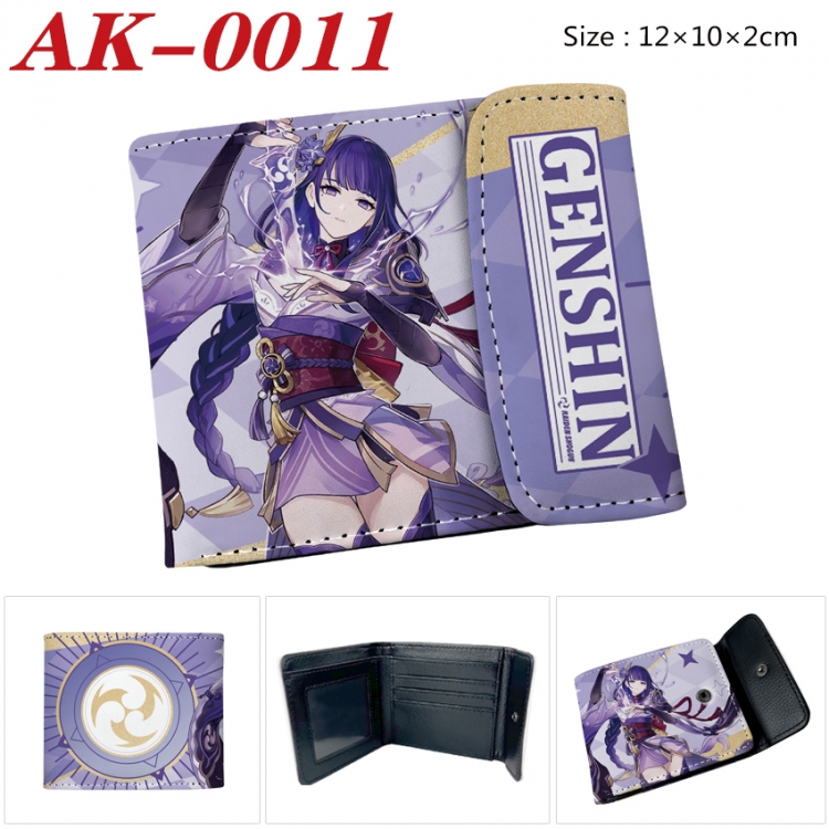 Genshin Impact Anime PU leather full color buckle 20% off wallet 12X10X2CM