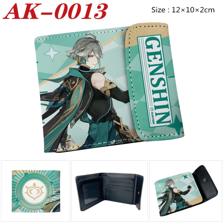 Genshin Impact Anime PU leather full color buckle 20% off wallet 12X10X2CM