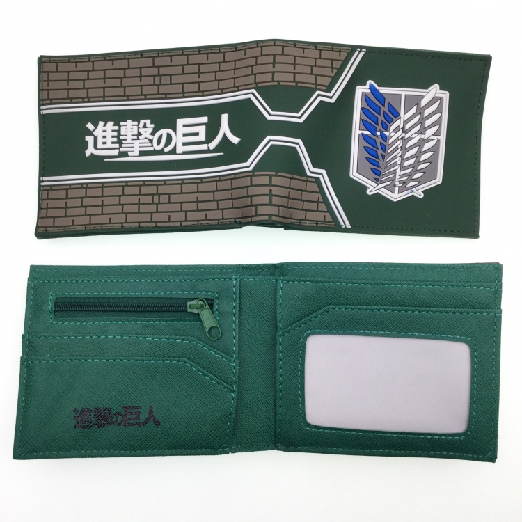 Shingeki no Kyojin Short half fold wallet with PVC plastic surface around animation