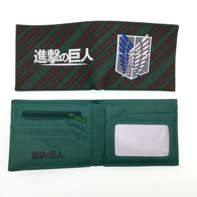 Shingeki no Kyojin Short half fold wallet with PVC plastic surface around animation