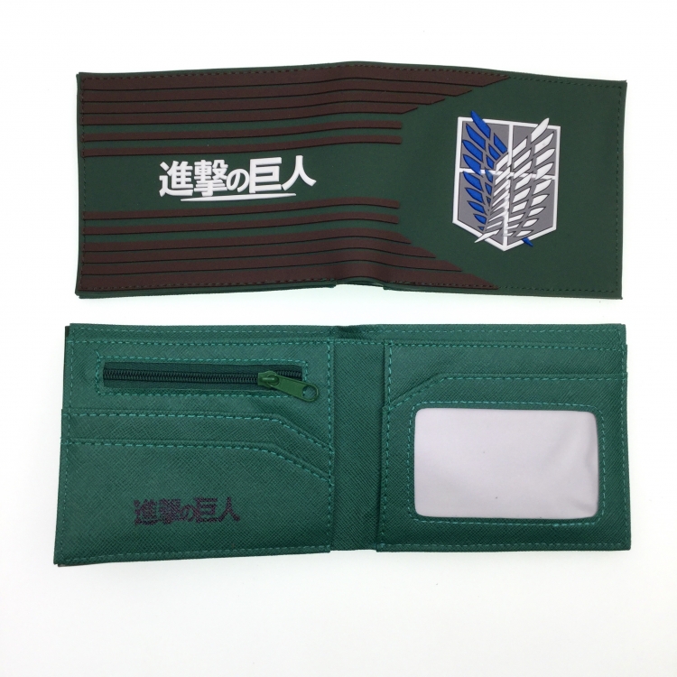 Shingeki no Kyojin Short half fold wallet with PVC plastic surface around animation