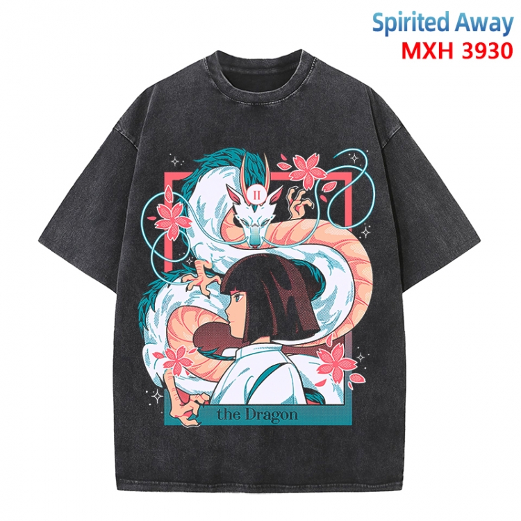 Spirited Away Anime peripheral pure cotton washed and worn T-shirt from S to 4XL