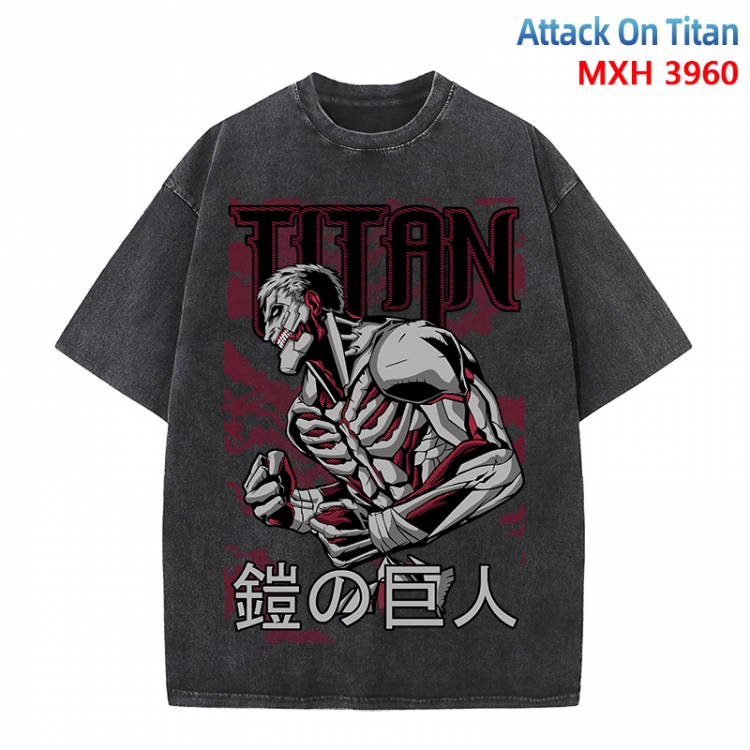 Shingeki no Kyojin Anime peripheral pure cotton washed and worn T-shirt from S to 4XL