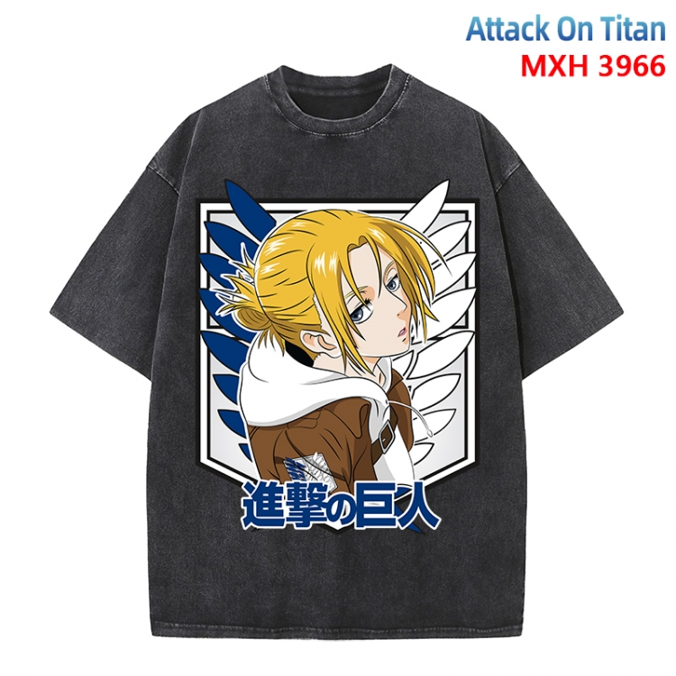 Shingeki no Kyojin Anime peripheral pure cotton washed and worn T-shirt from S to 4XL