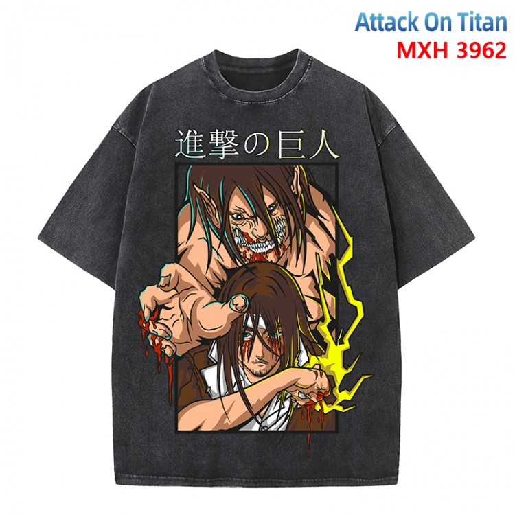 Shingeki no Kyojin Anime peripheral pure cotton washed and worn T-shirt from S to 4XL