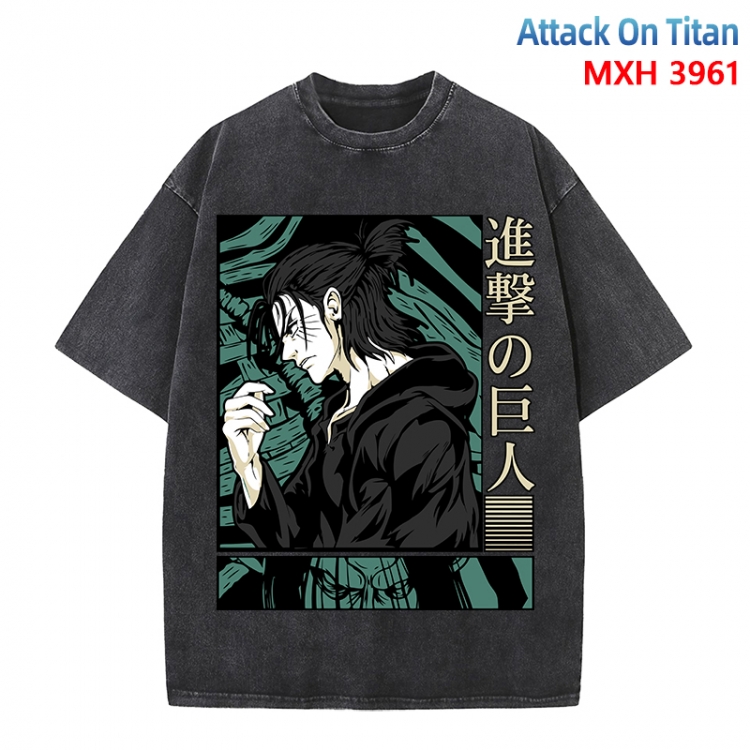 Shingeki no Kyojin Anime peripheral pure cotton washed and worn T-shirt from S to 4XL