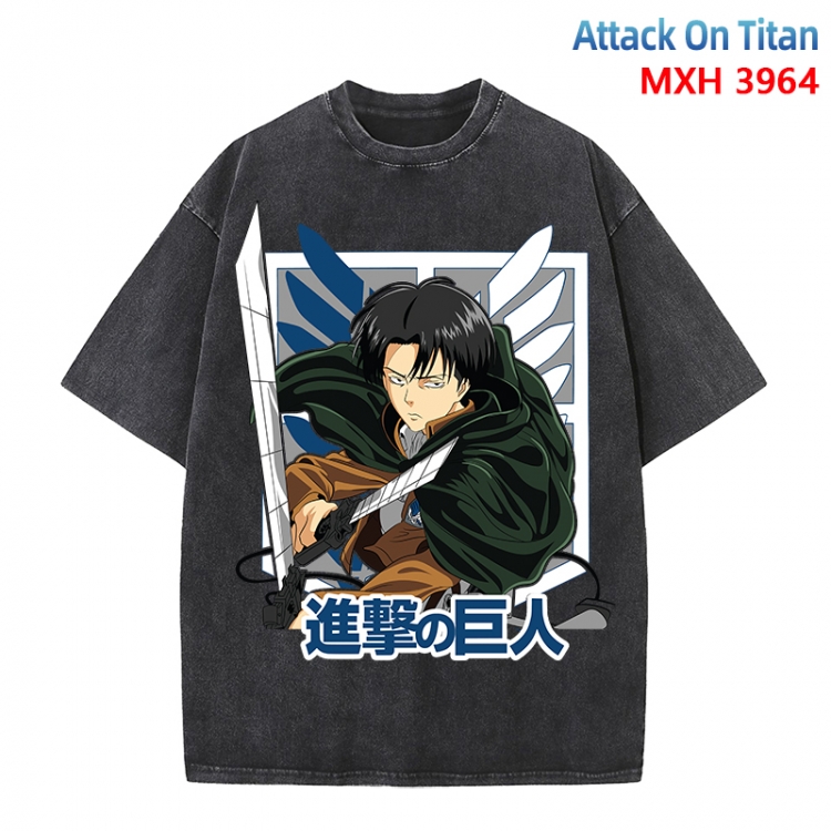 Shingeki no Kyojin Anime peripheral pure cotton washed and worn T-shirt from S to 4XL