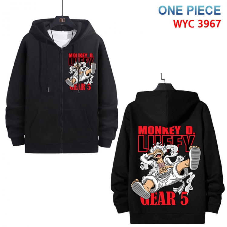 One Piece Anime black pure cotton zipper patch pocket sweater from S to 3XL 