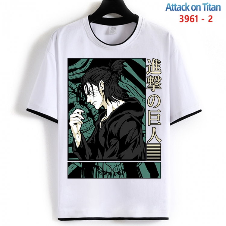Shingeki no Kyojin Cotton crew neck black and white trim short-sleeved T-shirt from S to 4XL