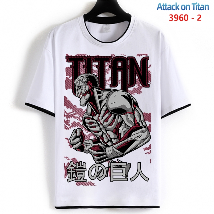 Shingeki no Kyojin Cotton crew neck black and white trim short-sleeved T-shirt from S to 4XL